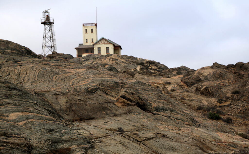 Lighthouse and rock formations at Shark Island