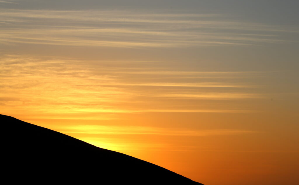 The sunset while camping at Vogelvederberg